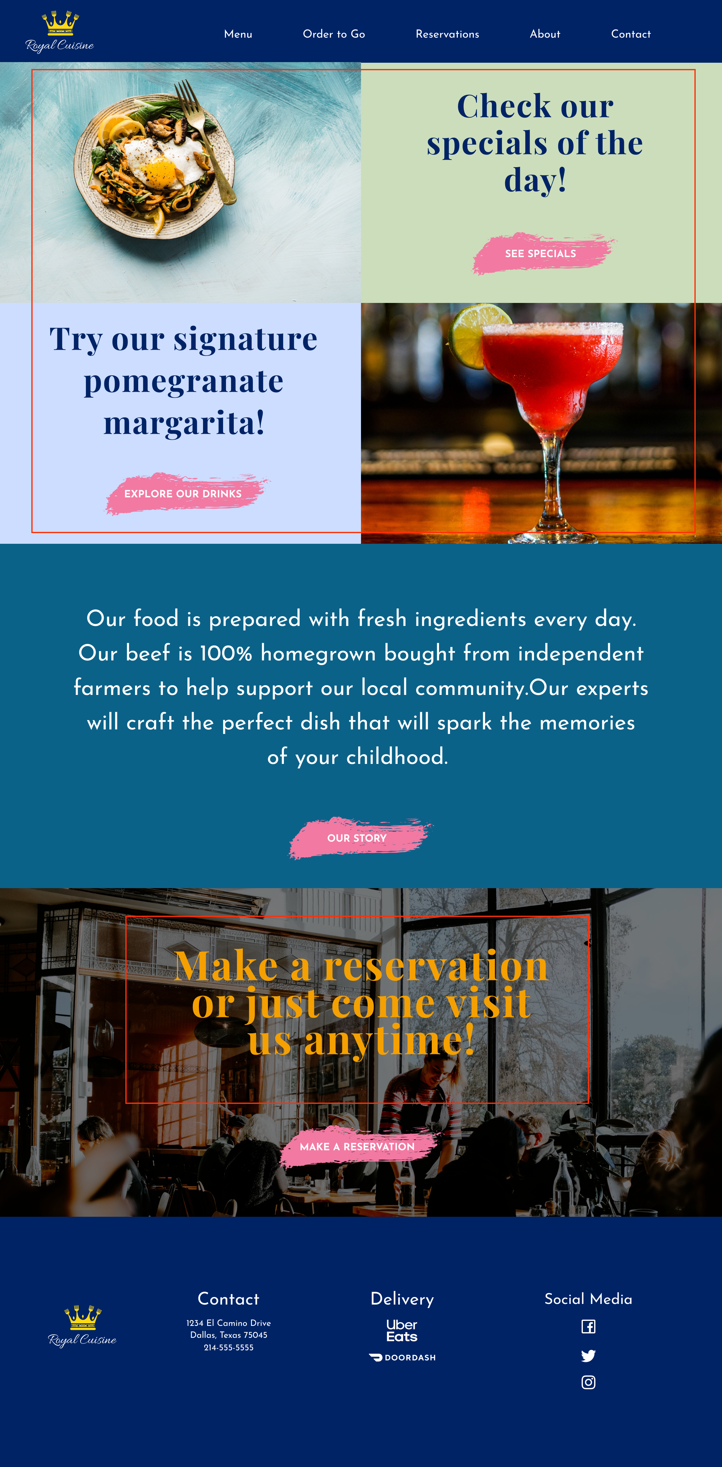 Version one of landing page