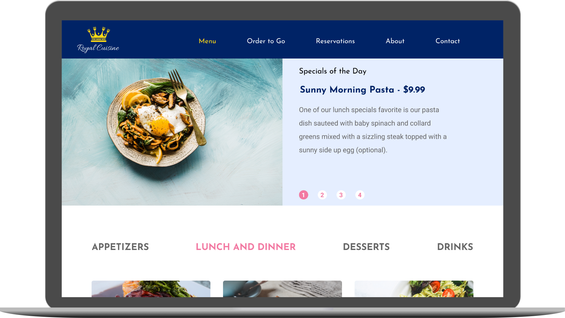 Image of Royal Cuisine Landing Page