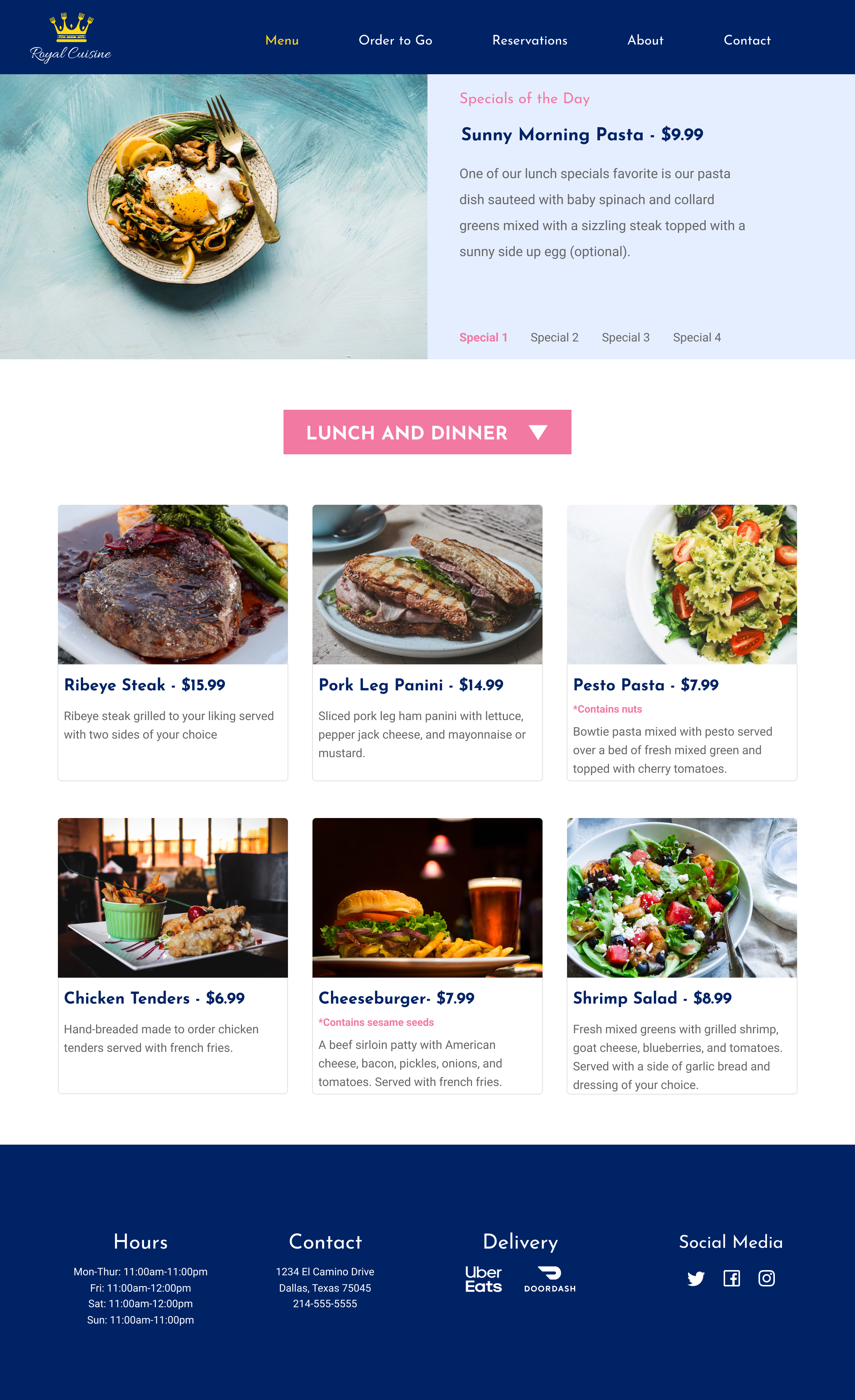 Image of menu version two