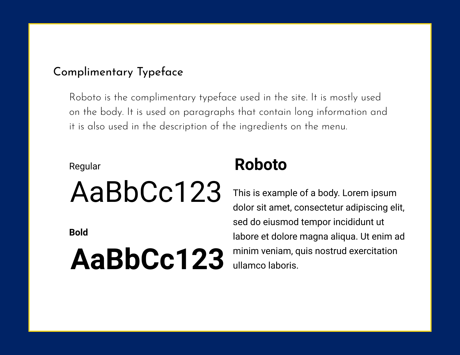 Complimentary typeface image