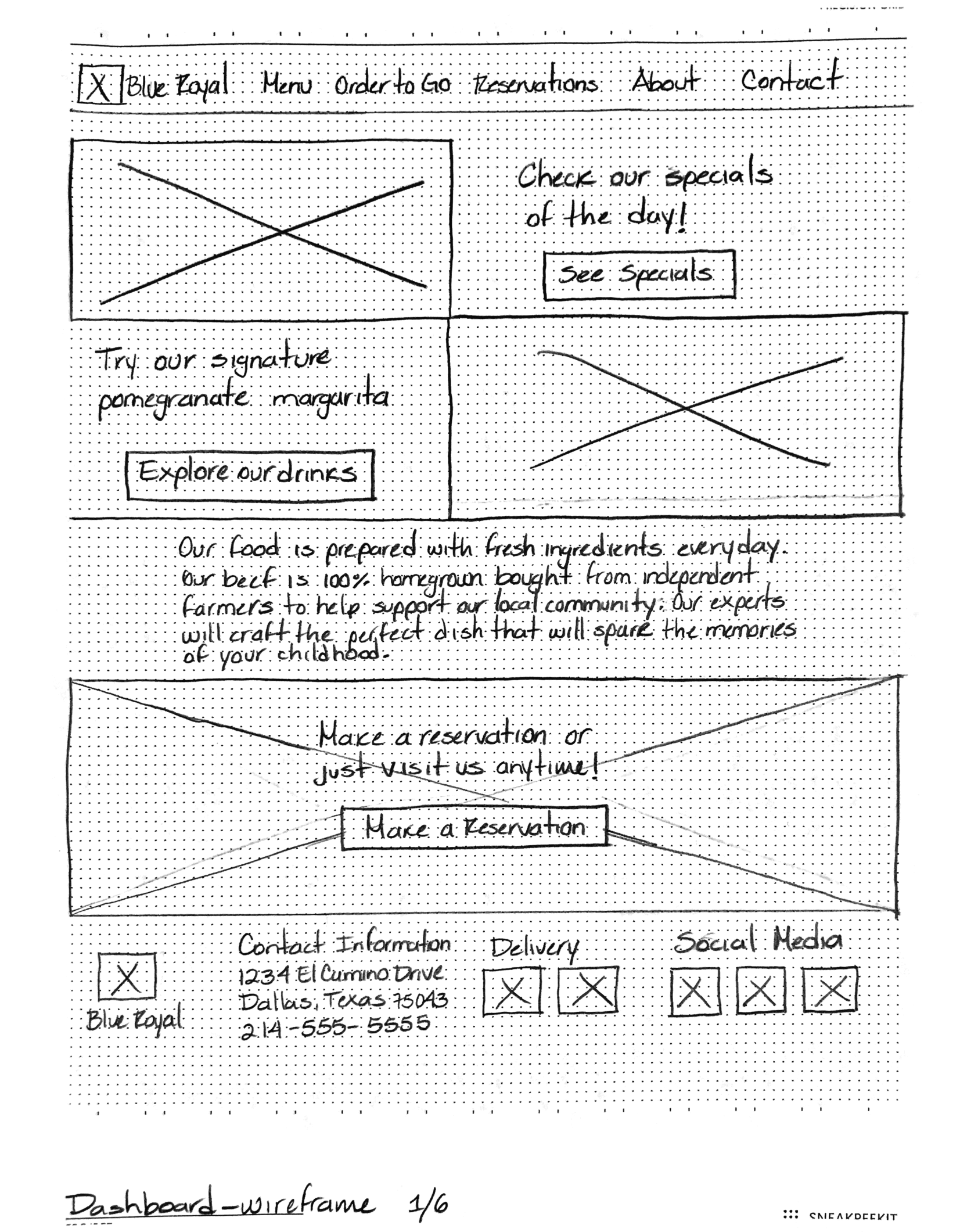 Landing page wireframe image