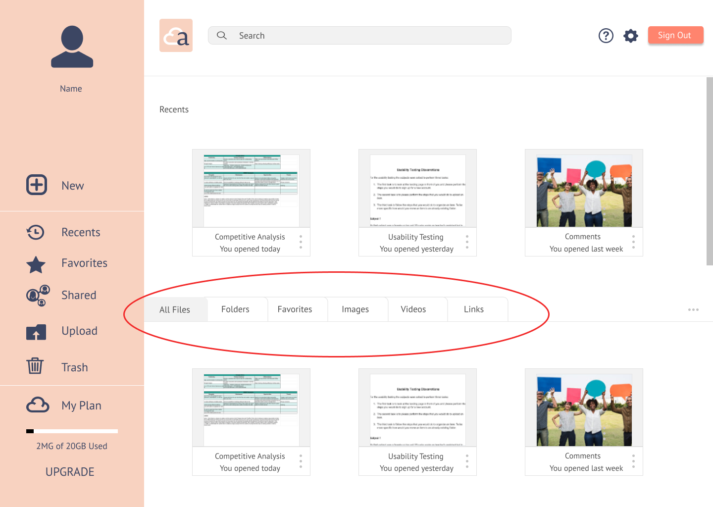 Desktop dashboard second mockup