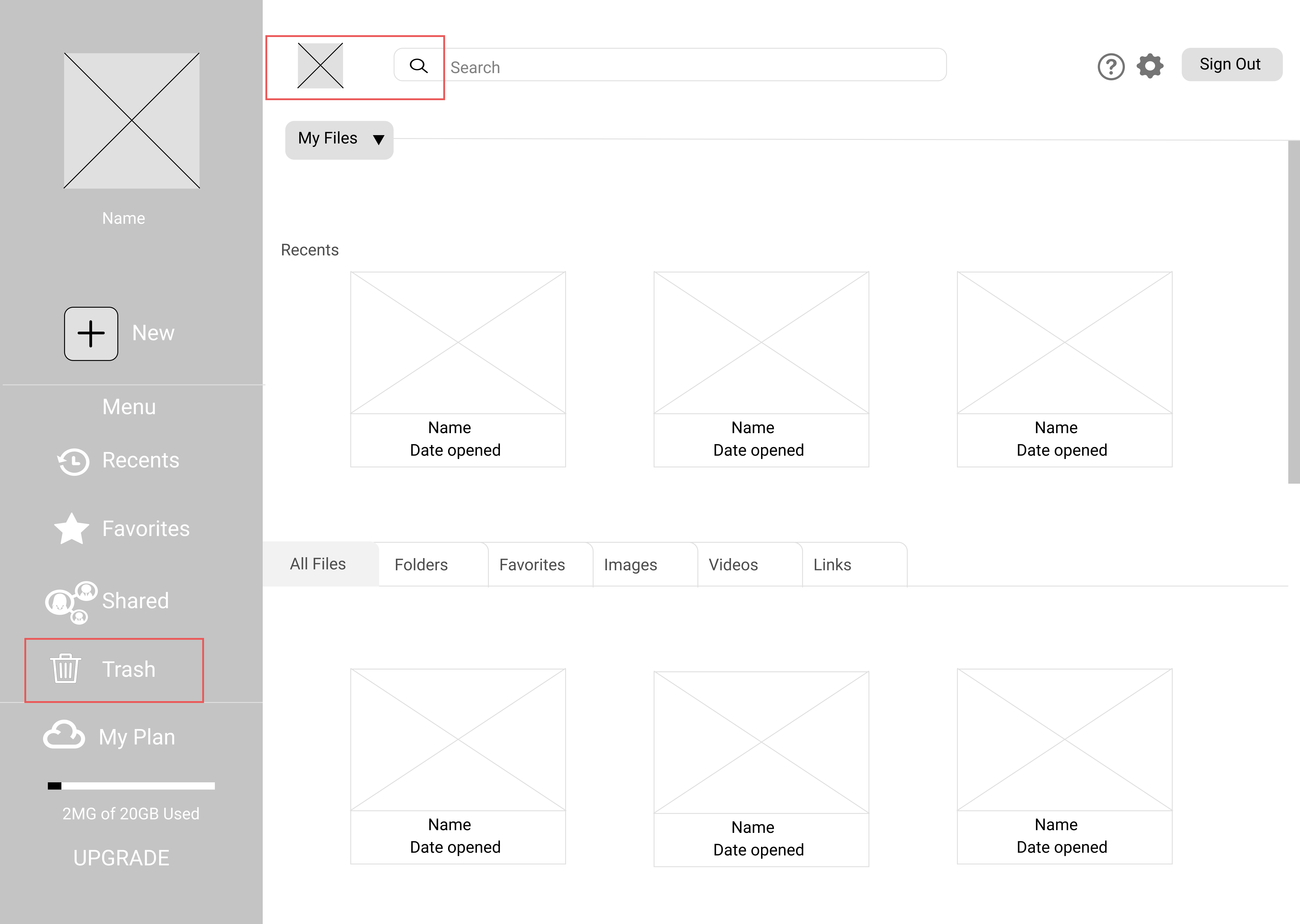 Figma desktop dashboard wireframe