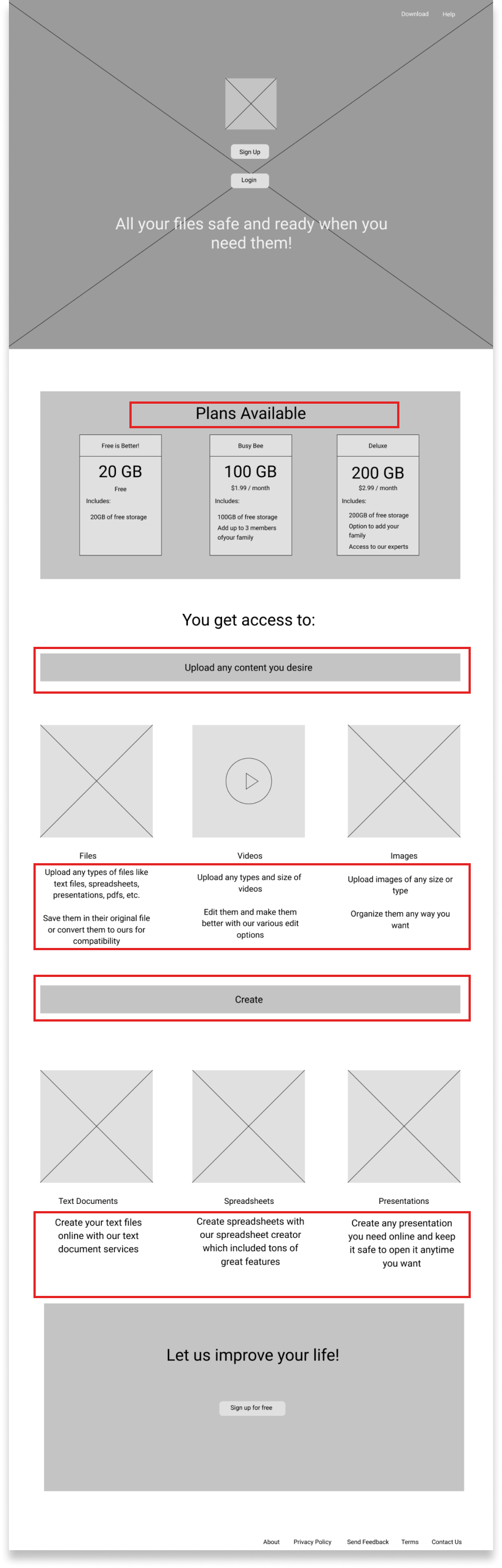 Figma landing wireframe