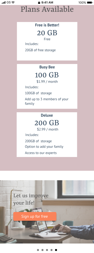 Second high fi mobile landing page