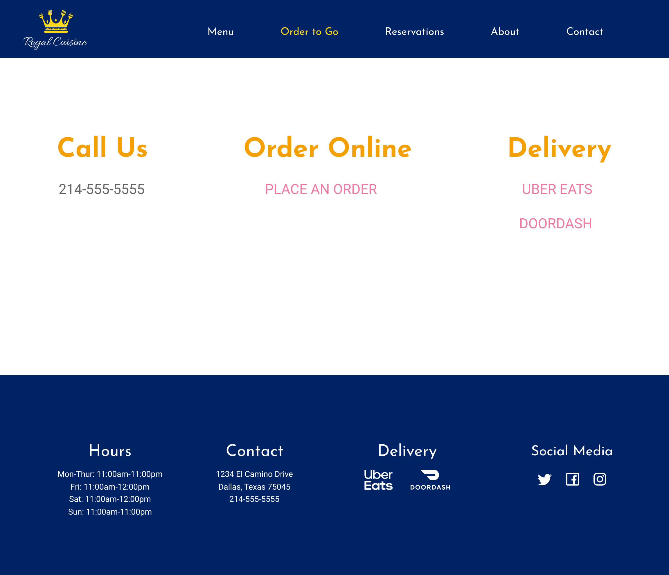 Image of the Order to Go page second version